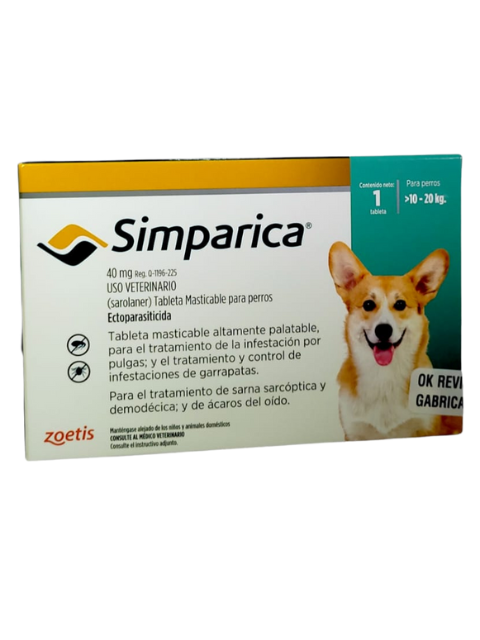 SIMPARICA 40 MG / 10 A 20 KG X 1 TAB