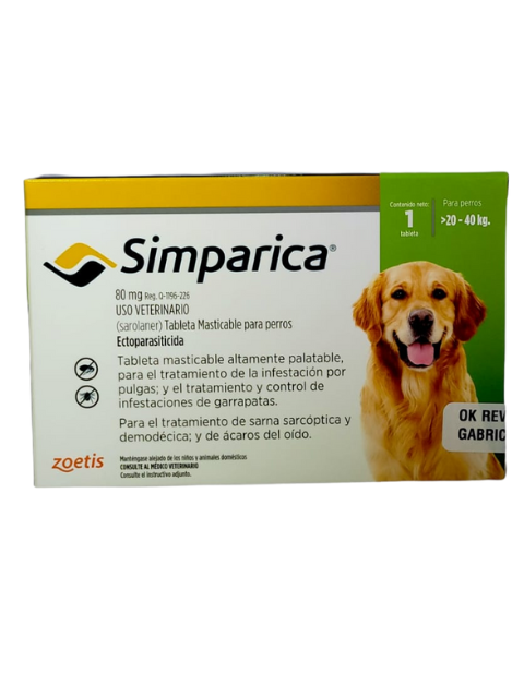 SIMPARICA 80 MG / 20 A 40 KG X 1 TAB