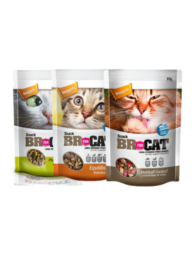 [125U] BR FOR CAT SNACK NUGGETS B.PELO/EQ/CNIP X 60 G