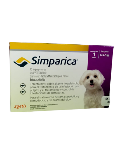 [883U] SIMPARICA 10 MG / 2,5 A 5 KG X 1 TAB