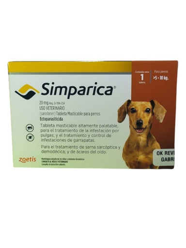 [884U] SIMPARICA 20 MG / 5 A 10 KG X 1 TAB