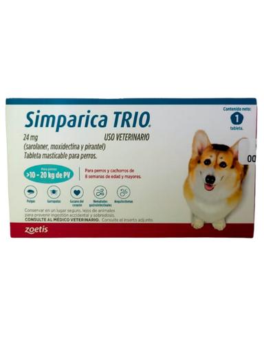 [887U] SIMPARICA TRIO 10 A 20 KG AZUL X 1 TAB