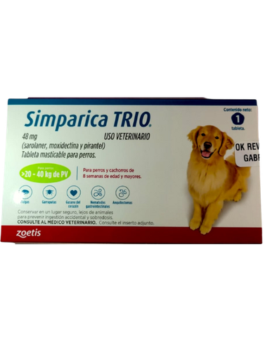 [889U] SIMPARICA TRIO 20 A 40 KG VERDE  X 1 TAB